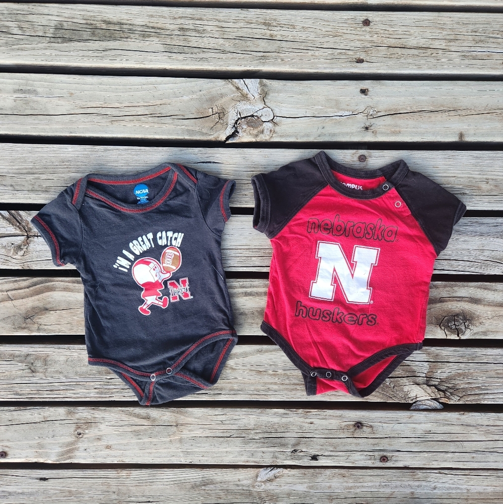Nebraska Cornhuskers Baby Onesies 3-6 Months Football Huskers Red Black Sports